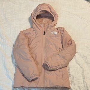 The North Face Blush Pink Reversible Hooded Jacket Mossbud Parka size Small 7/8